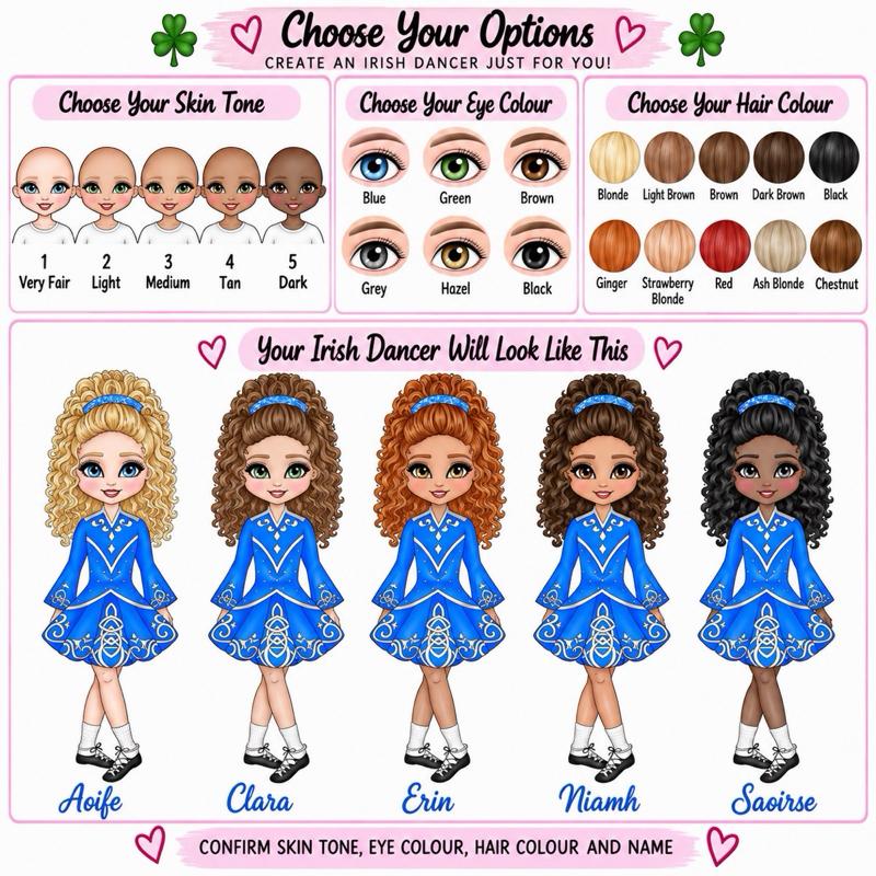 Personalised Irish Dancing Water Bottle - Aluminium, 650ml Capacity - Choose football kit colour, Hair, Eye and Skin Details - Drinkware