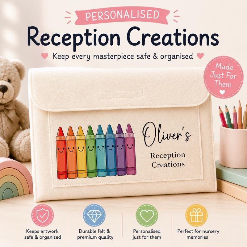 Personalised Nursery Reception & School Creations Envelopes for Artwork Storage Durable Felt Premium Quality Perfect for Nursery Reception School