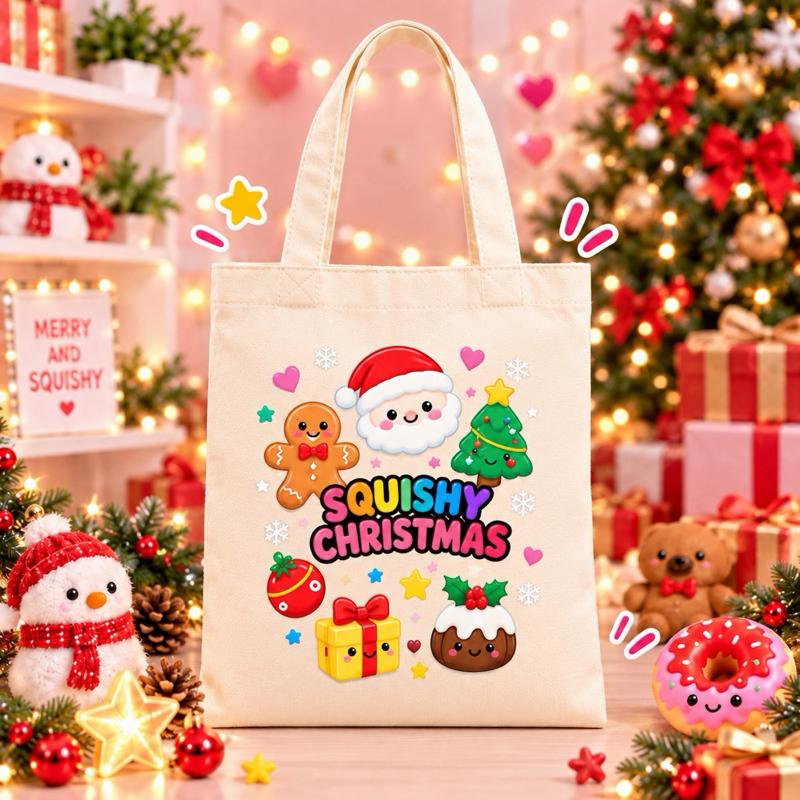 Christmas Squishy Tote Bag - Cute & Colourful with Squishy Favourites - Perfect Gift Idea for All Ages - Take It Everywhere! - Me And You You And Me Co 
