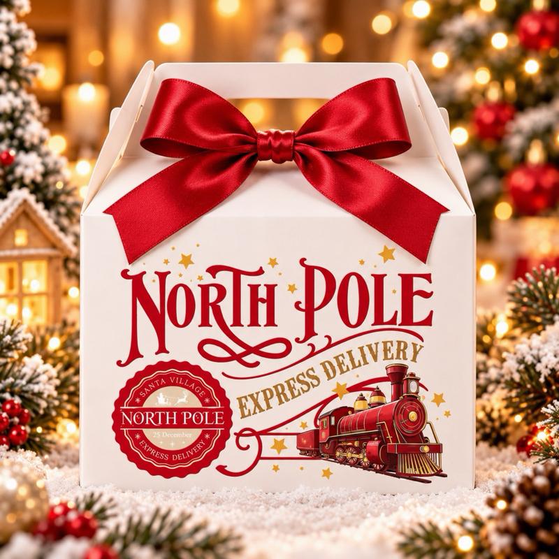 Personalised Christmas North Pole Treat Box - choose from pink blue green red or gold designs - Me And You You And Me Co 