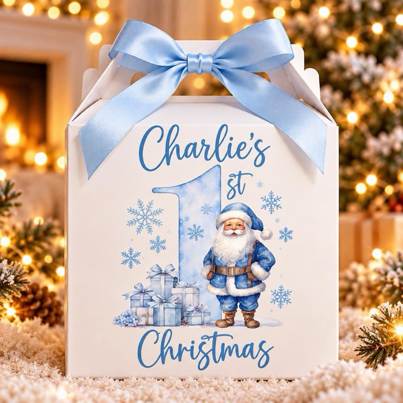 Personalised 1st Christmas Treat Box - choose from gingerbread or Santa design - Me And You You And Me Co 