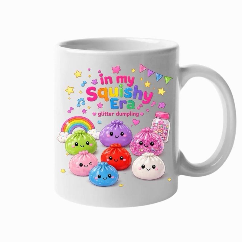 In My Squishy Era Mug Adorable Glitter Dumpling Design Perfect for Daily Use Coffee Drinkware Enhance Your Day