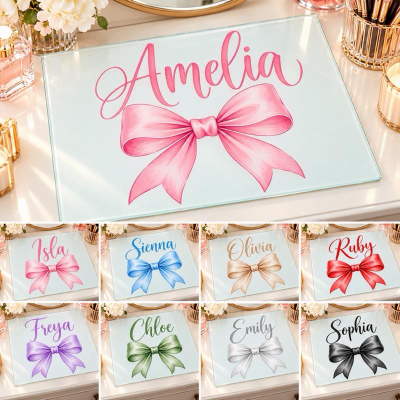 Personalised Bow Make Up Glass Board - Durable Material and Sleek Design