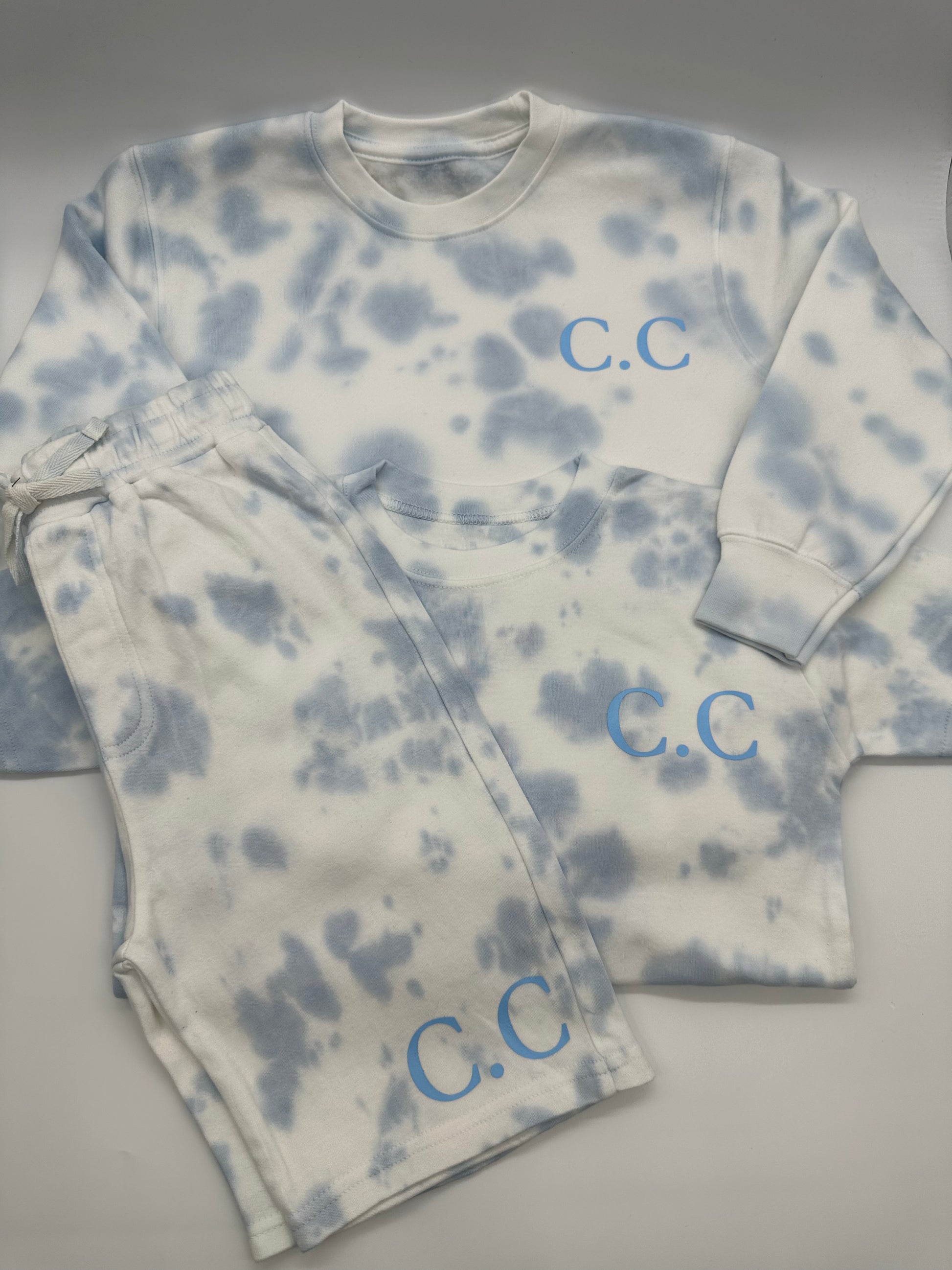 Sweatshirt T-Shirt & Shorts Set blue tie dye - Me And You You And Me Co 