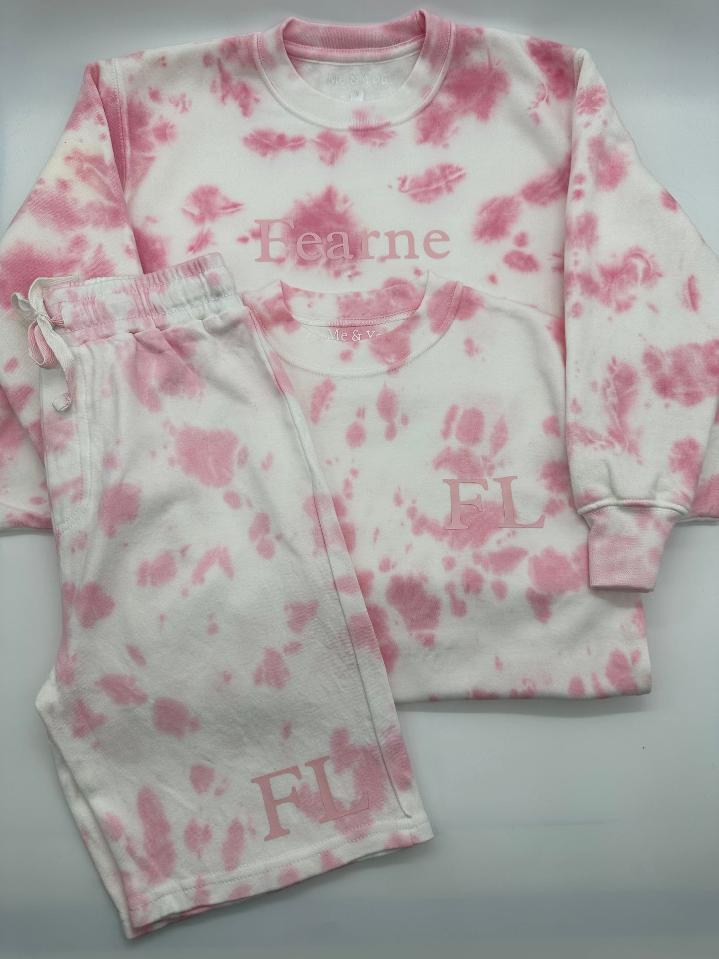 Sweatshirt T-Shirt & Shorts Set pink tie dye - Me And You You And Me Co 