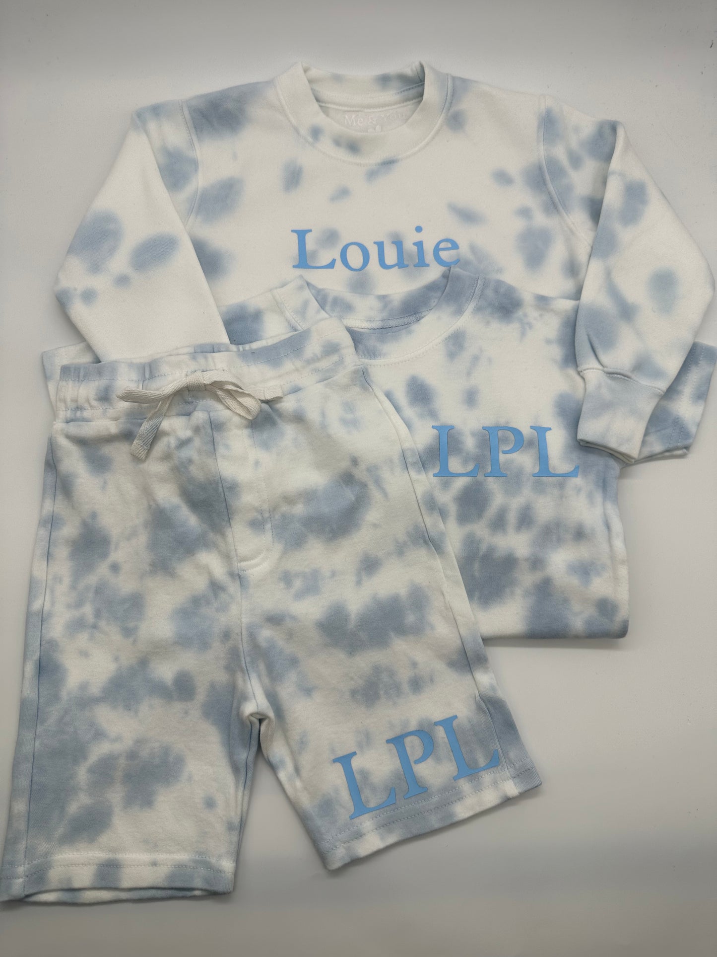 Sweatshirt T-Shirt & Shorts Set blue tie dye - Me And You You And Me Co 