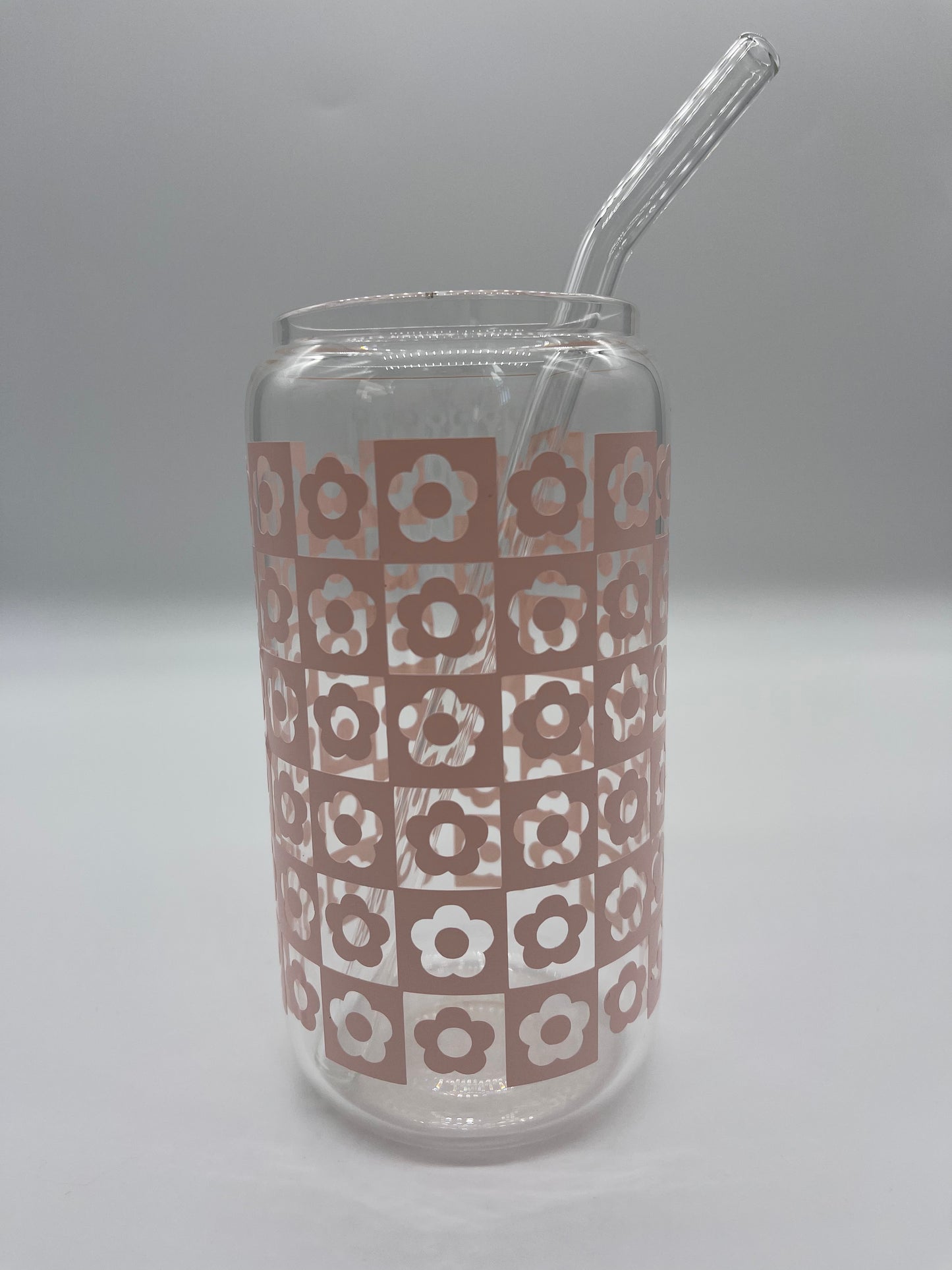 Checkered glass can cup - Me And You You And Me Co 