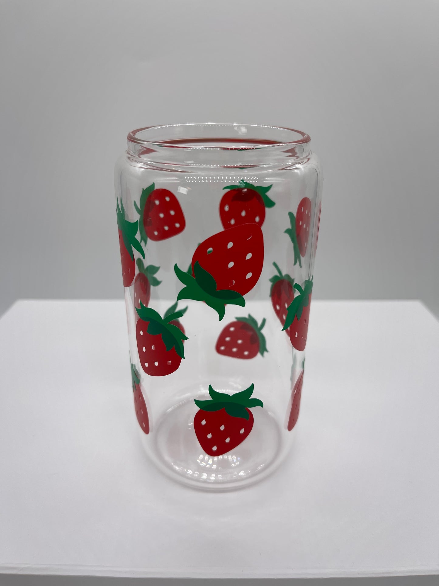 Strawberry glass can cup - Me And You You And Me Co 