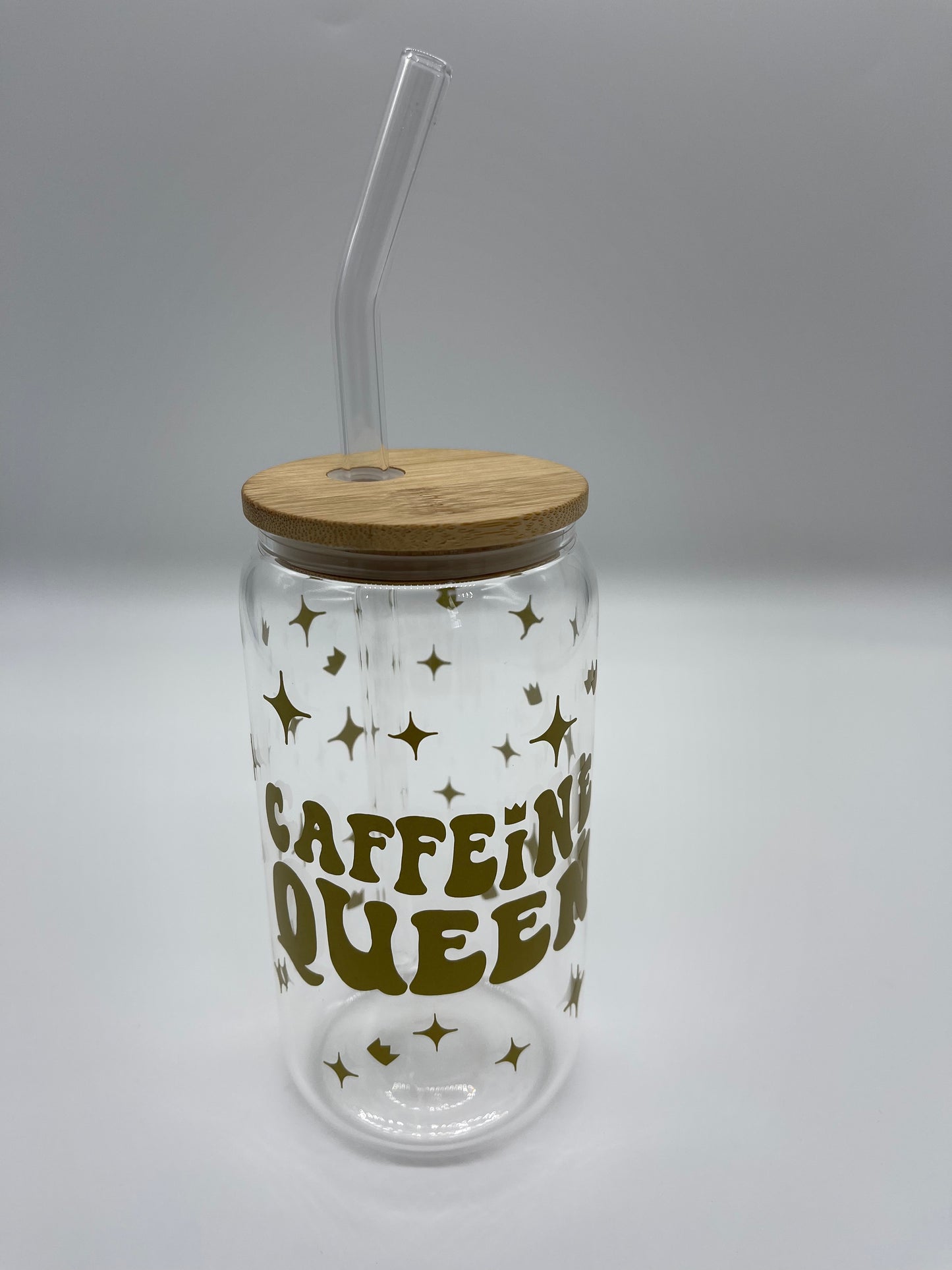 Caffeine queen glass can cup - Me And You You And Me Co 