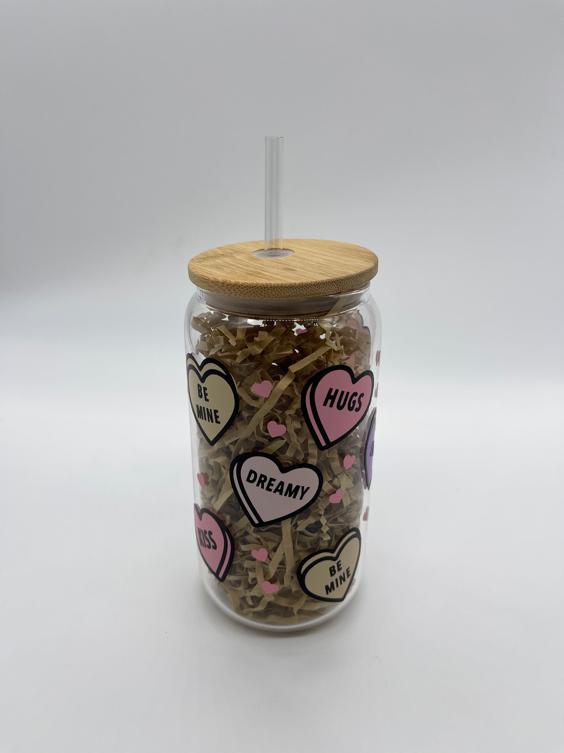 Love Hearts glass can cup - Me And You You And Me Co 